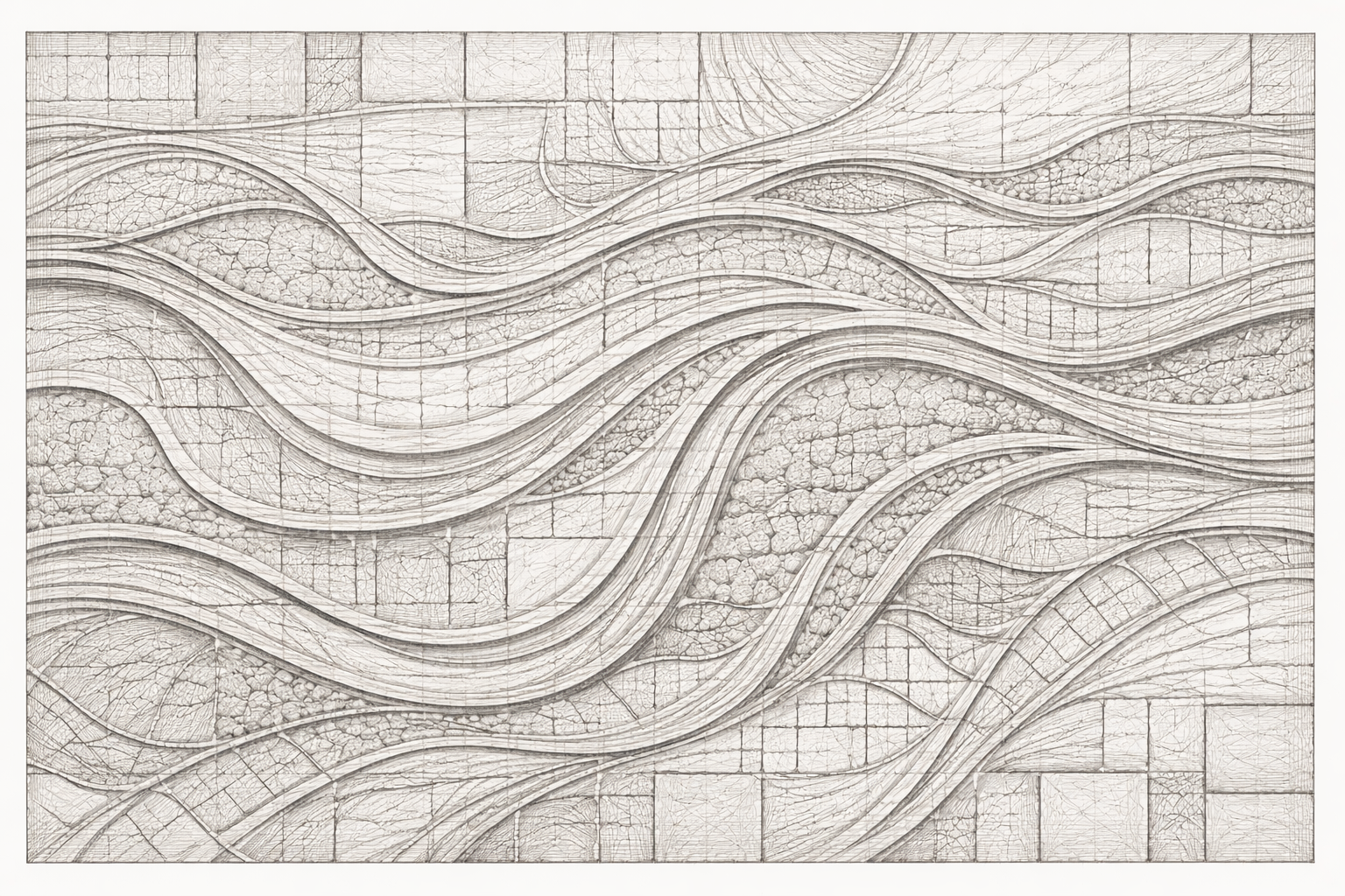 Erosion carved tile mosaic